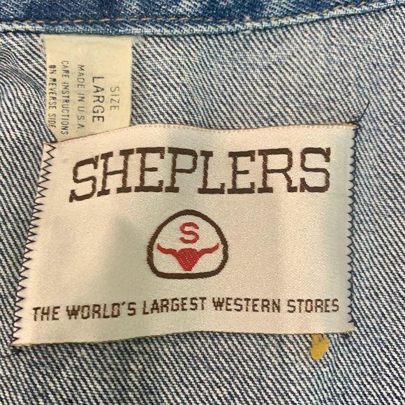 Shepler's Western Wear Denim Jacket Vest Large - Picture 4 of 9